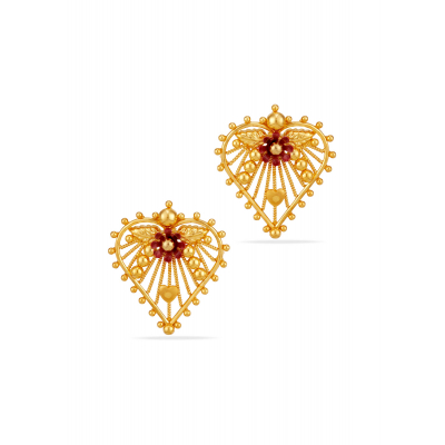 Heart in Bloom 22K Gold Stud Earring