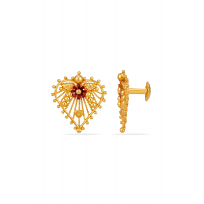 Heart in Bloom 22K Gold Stud Earring