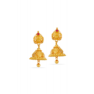 Sacred Shine 22K Gold Lakshmi Jhumka Earring
