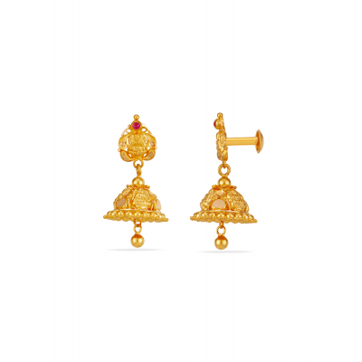 Sacred Shine 22K Gold Lakshmi Jhumka Earring