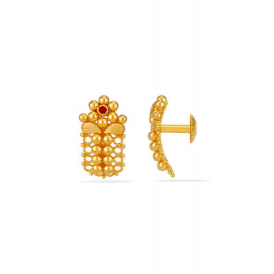 Glint of Tradition 22K Gold Stud Earring