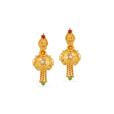 Festive Charm 22K Gold Hanging Earring