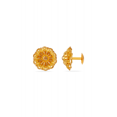Floral Aura 22K Gold Stud Earring