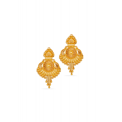 Graceful Bloom 22K Gold Hanging Earring