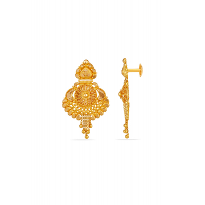 Graceful Bloom 22K Gold Hanging Earring