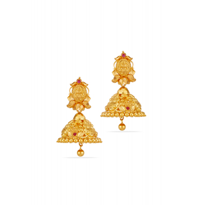 Antique Bloom 22K Gold Jhumka Earring