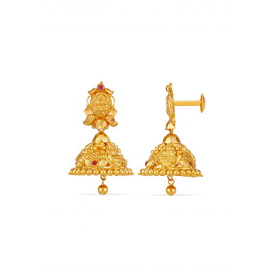 Antique Bloom 22K Gold Jhumka Earring