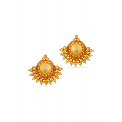 Glossed Gold Dot 22K Gold Stud Earring