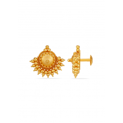 Glossed Gold Dot 22K Gold Stud Earring