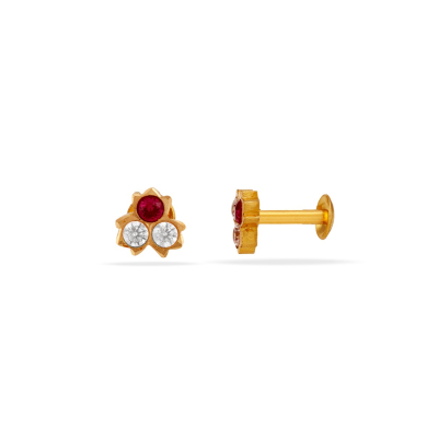 Starlit Trio 22K Gold Baby Stud Earring
