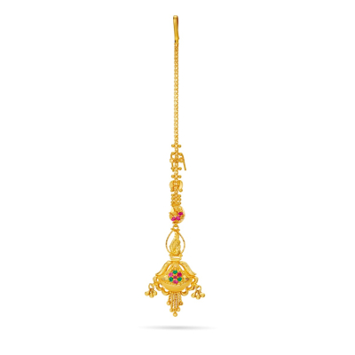 Colorful Parrot 22K Gold Embossed Maang Tikka