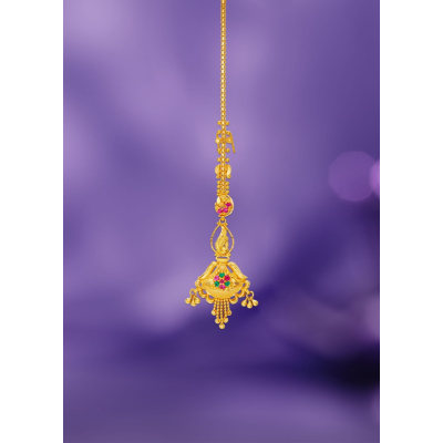 Colorful Parrot 22K Gold Embossed Maang Tikka