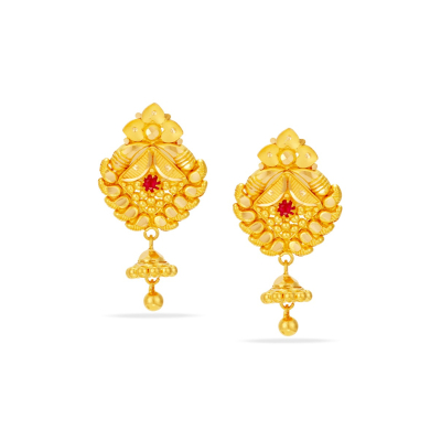 Radiant Single Stone 22K Gold Stud Earring