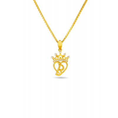 Graceful Heart 22K Gold Initial Pendant