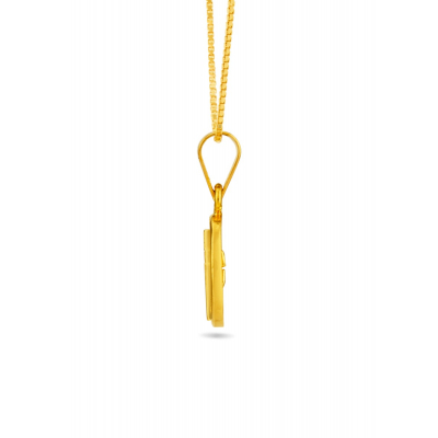 Oval Cross 22K Gold Embossed Pendant