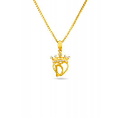 Royal Initial 22K Gold Heart Pendant