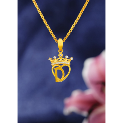 Royal Initial 22K Gold Heart Pendant