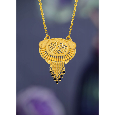 Traditional Floral 22K Gold Black Pendant