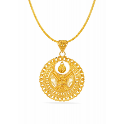 Exquisite Round Pattern 22K Gold Traditional Pendant