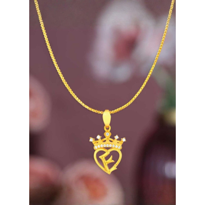 Regal Heart 22K Gold Initial Pendant