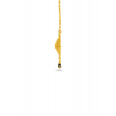 Traditional Flower 22K Gold Black Pendant