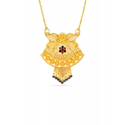 Vibrant Enamel 22K Gold Pattern Traditional Pendant