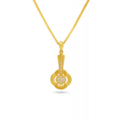 Guitar Model 22K Gold Pendant And Earring Set