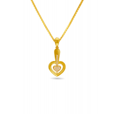 Heart Shape 22K Gold Pendant And Earring Set