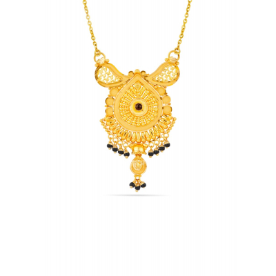 Elegant Black Bead 22K Gold Traditional Pendant