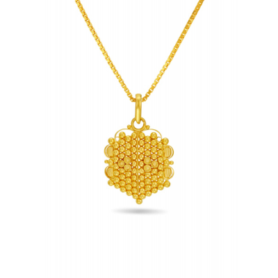 Mirror Ball 22K Gold Pendant And Earring Set