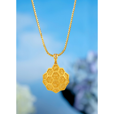 Honeycomb Radiance 22K Gold Pendant
