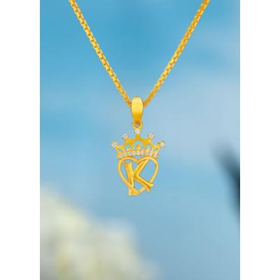 Majestic Heart 22K Gold Alphabet Pendant