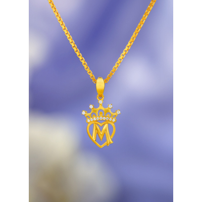 Royal Heart 22K Gold Monogram Pendant