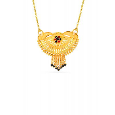 Timeless Floral 22K Gold Twin-Hook Traditional Pendant