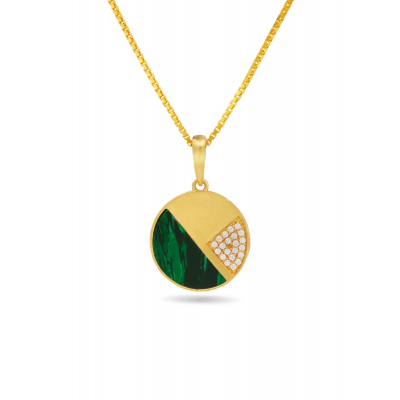 Hemisphere Stone 22K Gold Pendant And Earring Set