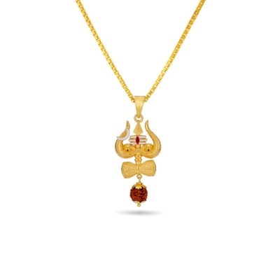 Trishul Rudraksha 22K Gold Pendant