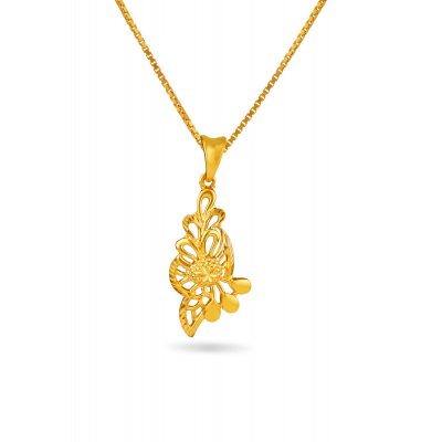 Floral Casting 22K Gold Pendant