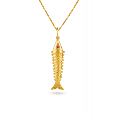 Glossy Fish 22K Gold Pendant
