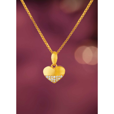 Heart-Shaped Matte 22K Gold Pendant