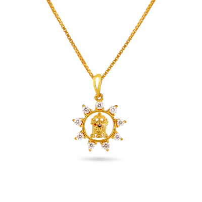 Balaji Stone 22K Gold Studded Traditional Pendant