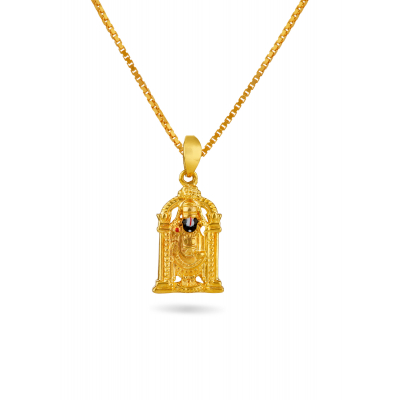 Sparkling Balaji 22K Gold Stone Traditional Pendant