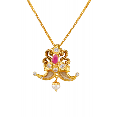 Twin Nail 22K Gold Shape Pendant