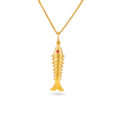 Handcrafted Fish Motif 22K Gold Pendant