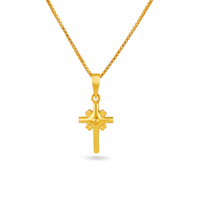 Matte Finish Cross 22K Gold Traditional Pendant