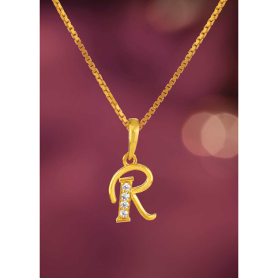 Alphabet "R" 22K Gold Inspired Pendant
