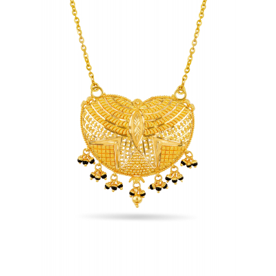 Filigree Black Bead 22K Gold Traditional Pendant