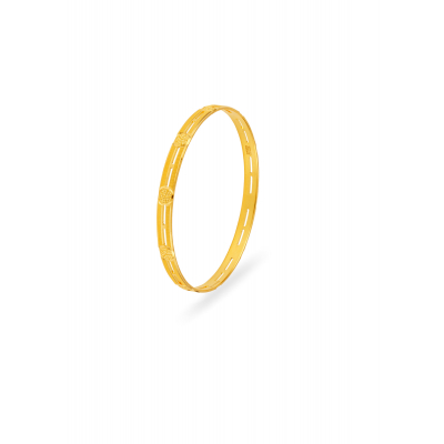 Tapered Grooved 22K Gold Bangle