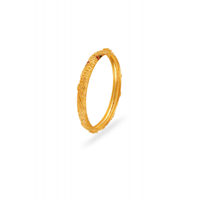 Minimalist Elegance 22K Gold Half-Round Bangle