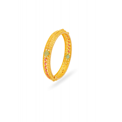 Fancy Half-Round 22K Gold Bangle