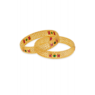 Radiant Stone 22K Gold Elegance Bangle